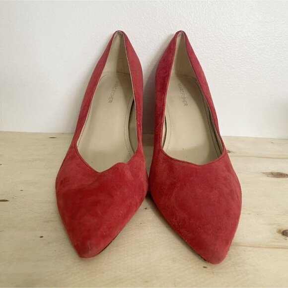 Marc Fisher Size 10 Red Block Heels Pointy Pump - Picture 1 of 8